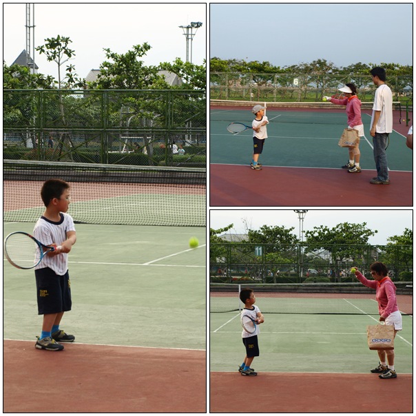【孩子的】邦邦開始練網球